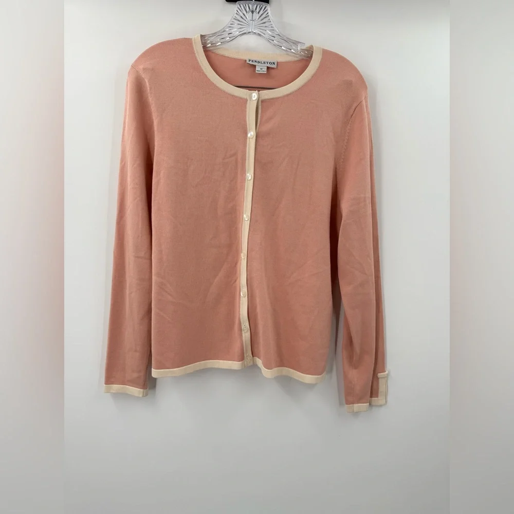 Pendleton Women's Pink Blush Silk Blend Cardigan‎ Sweater Size Medium